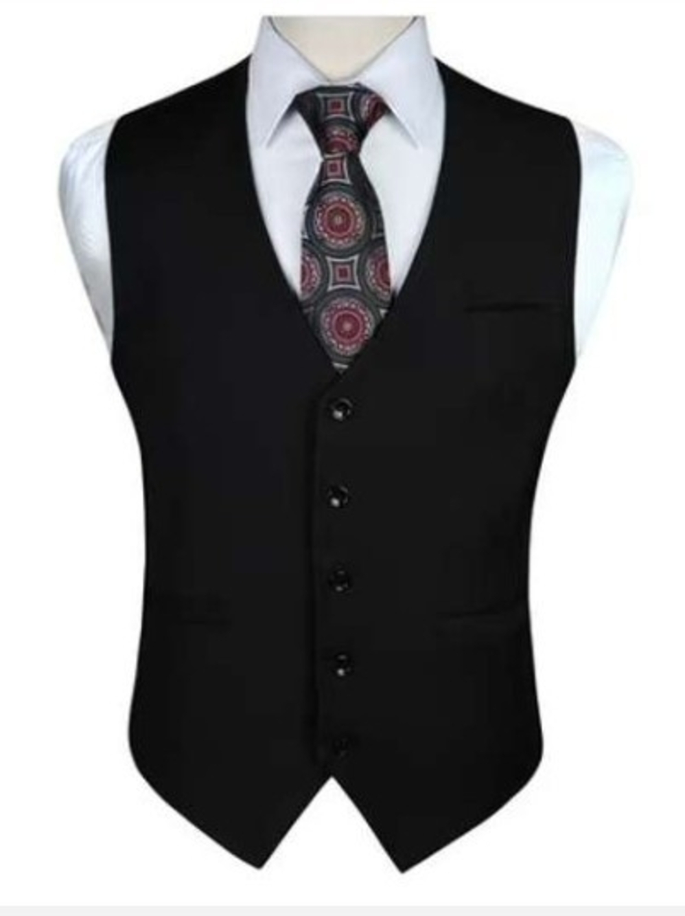 #.   HISDERN Men's Suit Vest Black Business Formal Dress Waistcoat Vest. Size:XL